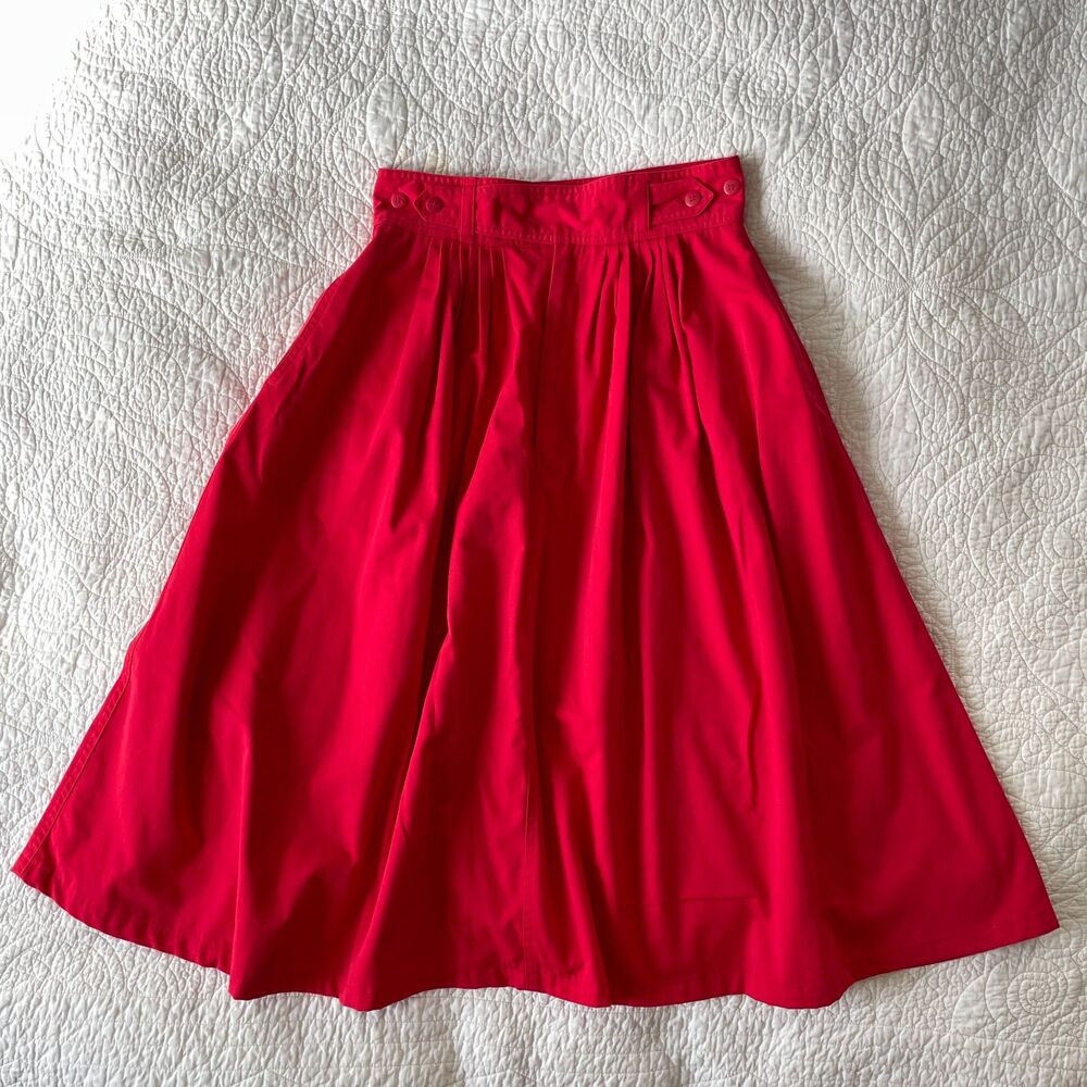 Idioms Vintage Circle Skirt Red 11 12 Fit Flare Poly Cotton 2 Pockets Pinup